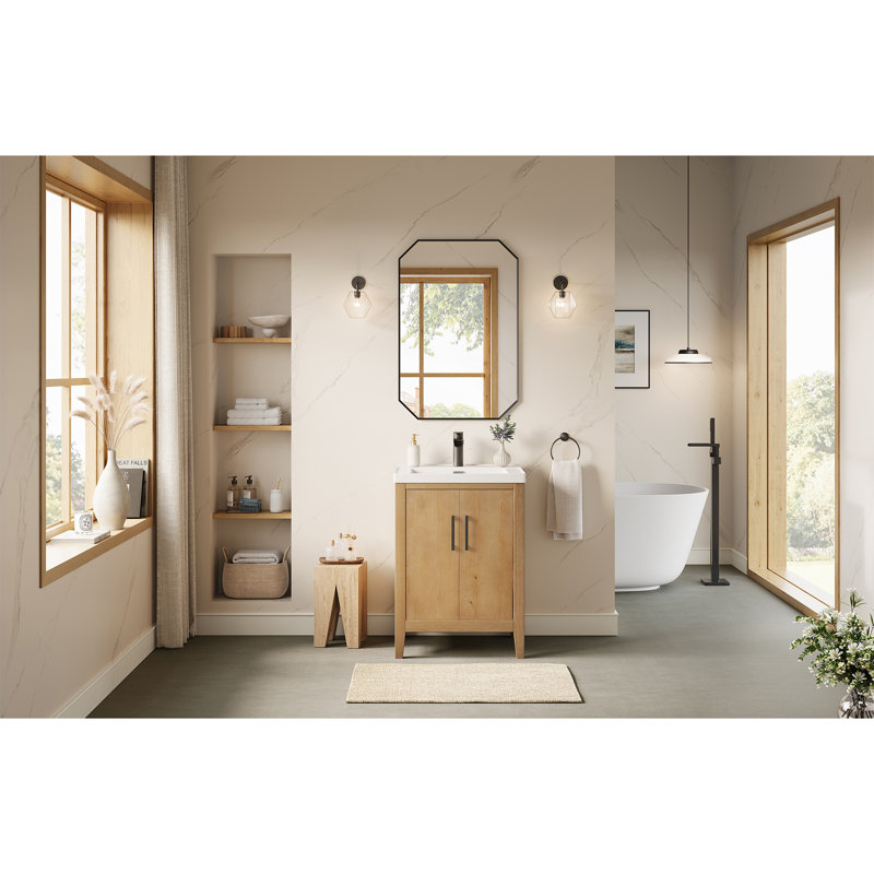 Miroir mural de salle de bain Kellett, 35,5 po x 24 po, Noir mat
