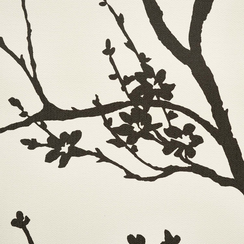 Twiggy Vinyl Wallpaper, Black on Ivory