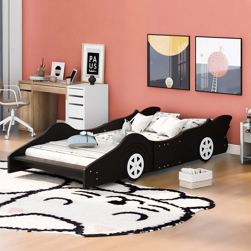Race Car-Shaped Platform Bed, Twin, Black
