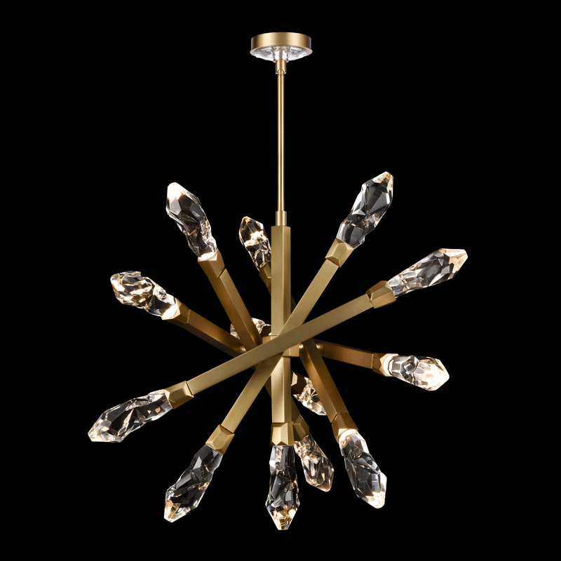 Angelus 13 - Light Dimmable LED Sputnik Modern Linear Chandelier, Aged Brass