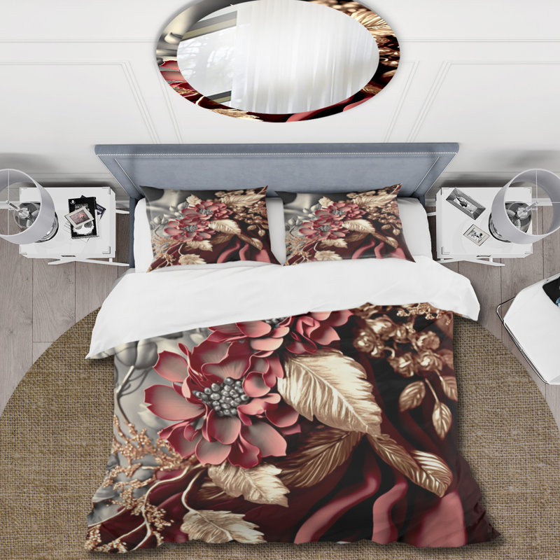 Ensemble de housse de couette en microfibre / polyester Vintage Glam Rose IV Bedding