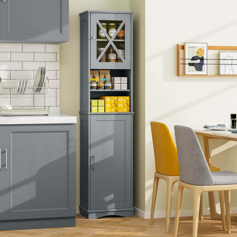 67" Tall Bathroom Cabinet Freestanding Storage Cabinet With 5 Adjustable Shelves, Oil Rubbed Bronze