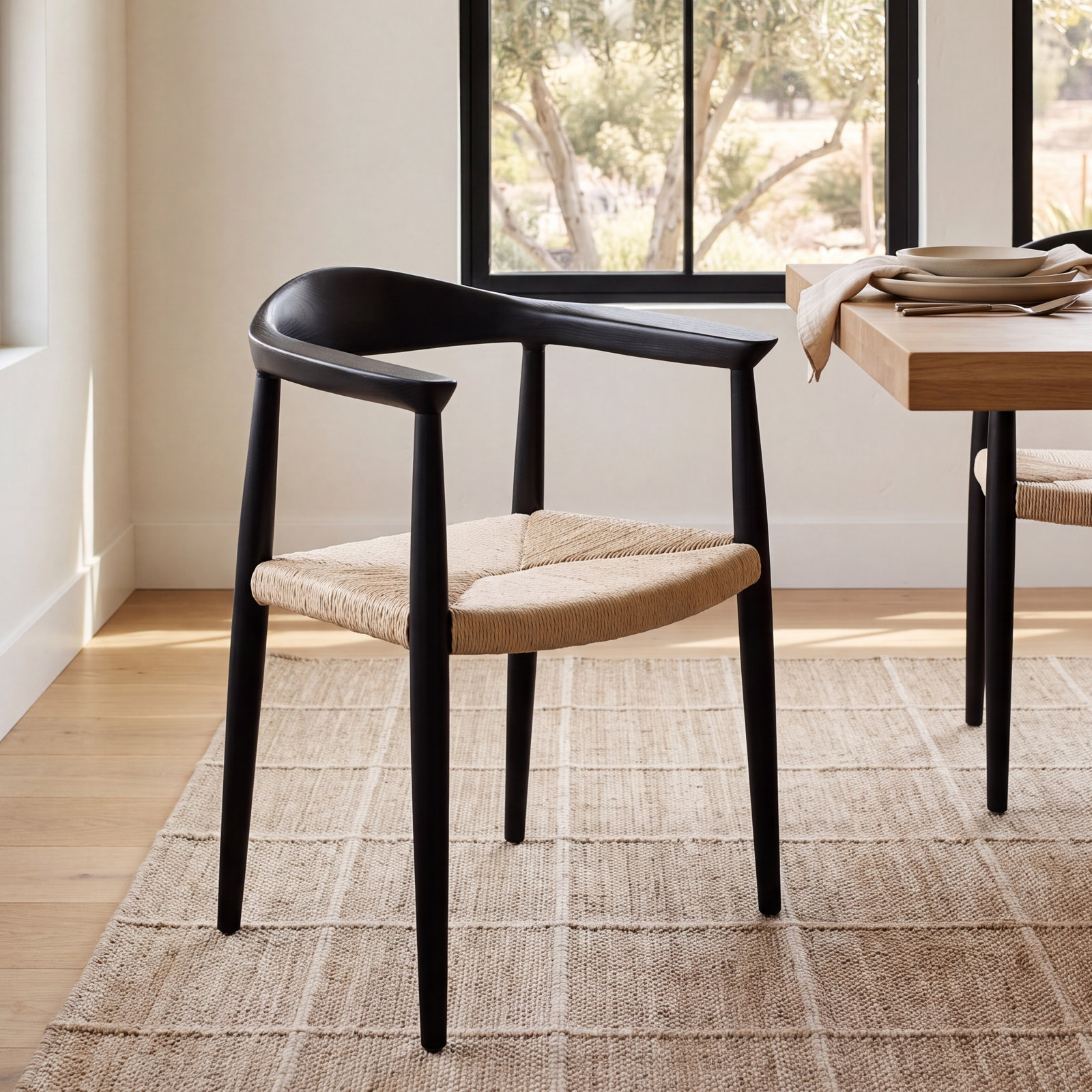Arlo Teak Dining Armchair, Black