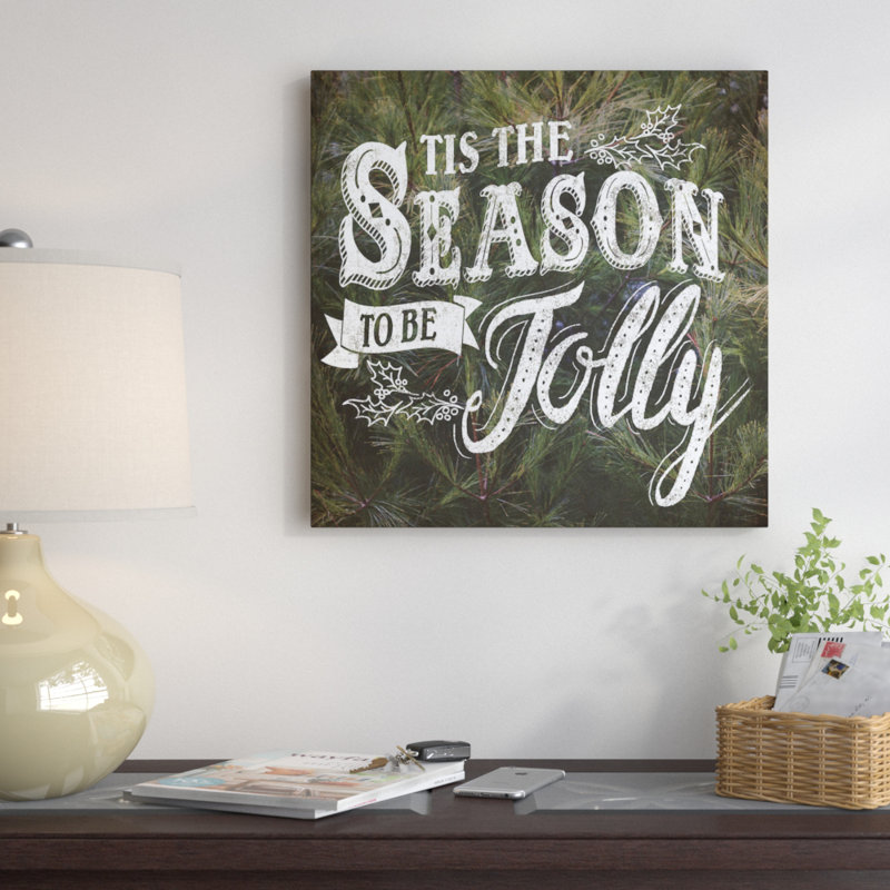 « tis the saison », art textuel sur toile tendue, Toile encadrée noire, L 18 po x H 18 po, Pas de tapis