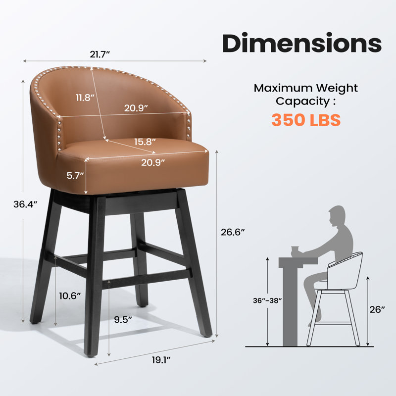 Tabouret de comptoir pivotant 26,5 po Tyleia, Beige, Tabouret de comptoir (siège d'une hauteur de 26,4