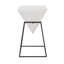 Table d'appoint géométrique inversée en bois blanc avec support en métal noir