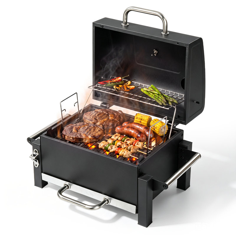 Barbecue au charbon de table portatif 21 po avec petite cheminée pour la cuisine extérieure