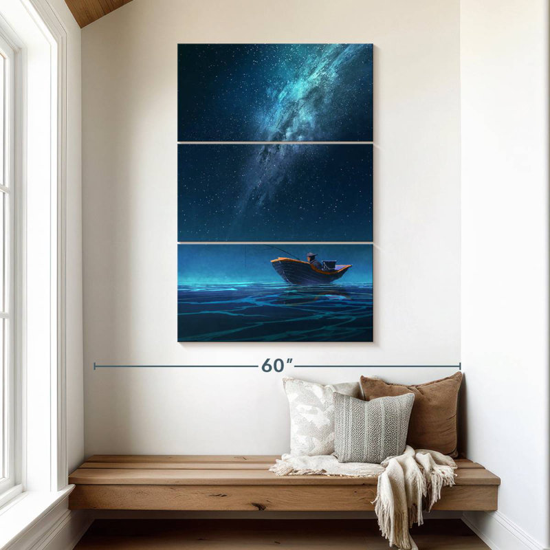 Senne pêchant sous la voie laiteuse, H 50 po x l 32 po