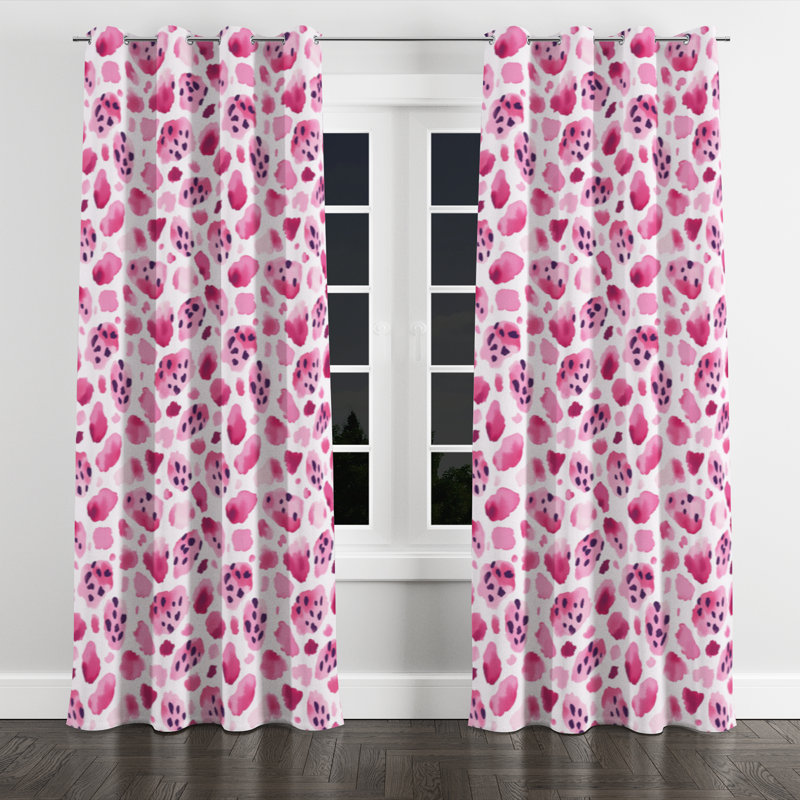 Rideaux à imprimé animal - rideau à œillets à motif léopard rose doux scandinave - 1 panneau, L 52 po x L 120 po