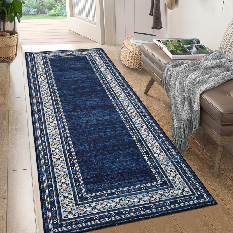 Washable Modern Rugs for Living Room Soft Geometric Area Rug Non Slip Stain Resistant Carpet, Runner 2' x 6'