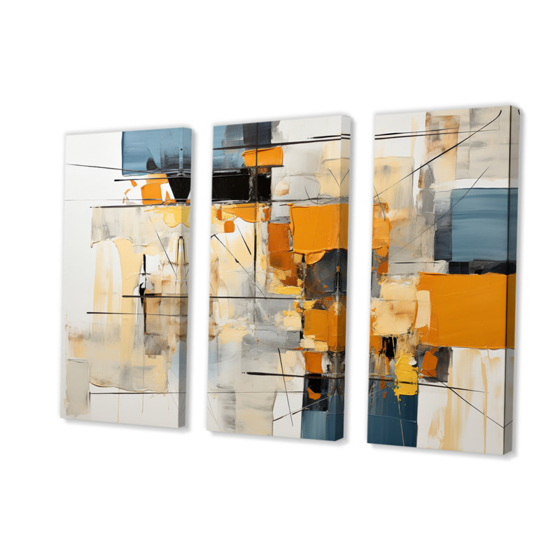 Papier Euphoria II - 3 pièces sur toile tendue, H 28 po x l 36 po x P 1 po