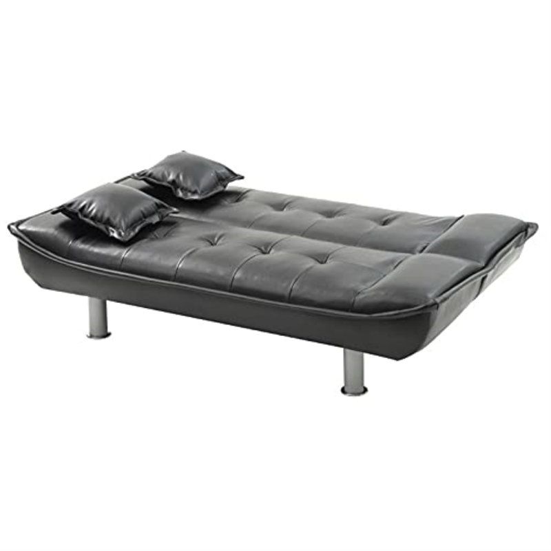 Lionel Sofa Bed, Black Faux Leather