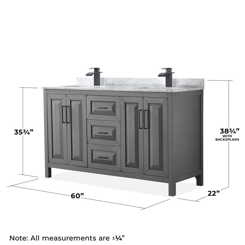 Daria 60'' W Double Vanity, Dark Gray, Matte Black
