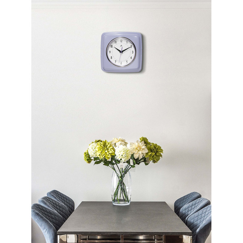 Orrwell Square Plastic Wall Clock 9.25 Inches, Lilac