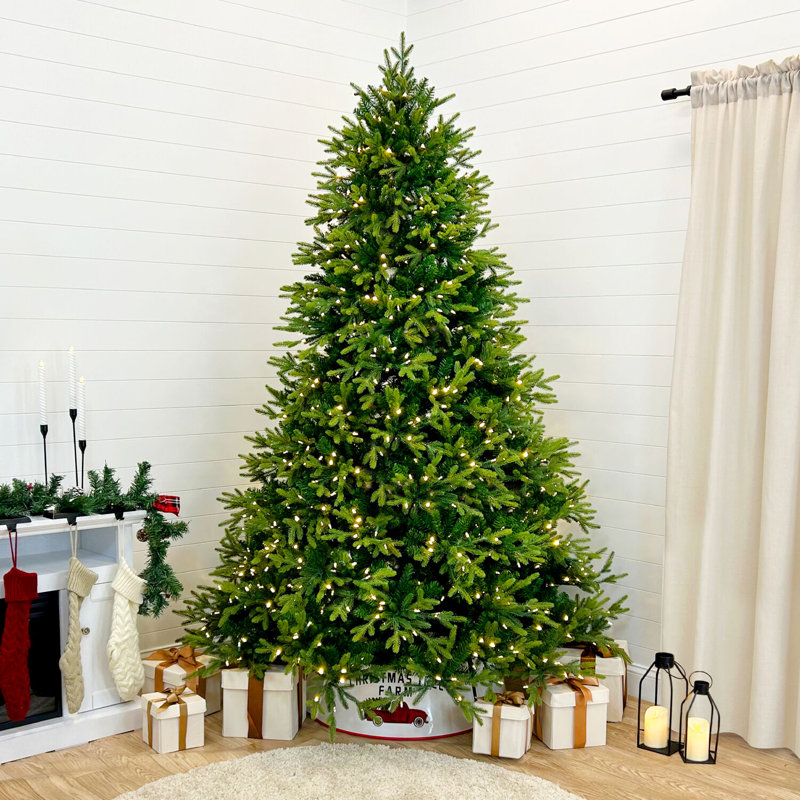 8-Foot Green Fir Artificial Christmas Tree with Warm White LED Lights