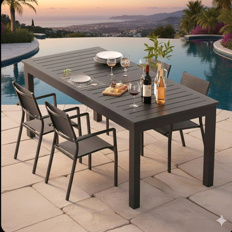 63"-92" Extendable Aluminum Outdoor Dining Table