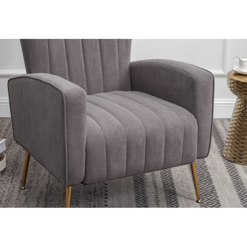Milana 27" Wide Velvet Wingback Chair, Gray Velvet