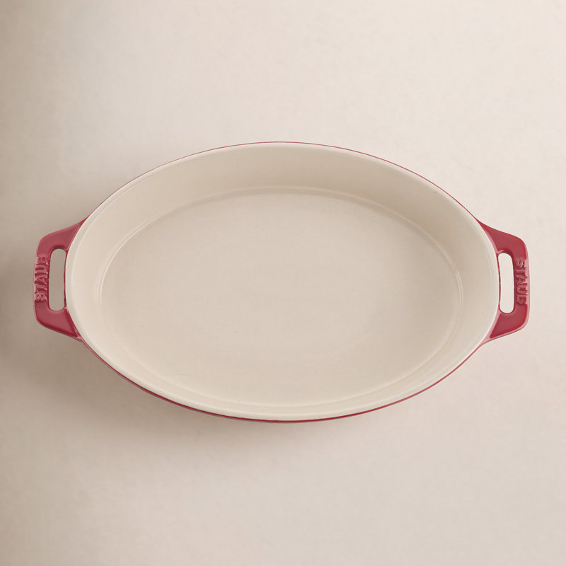 Staub Ceramic 2-piece Oval Baking Dish Set, Cherry