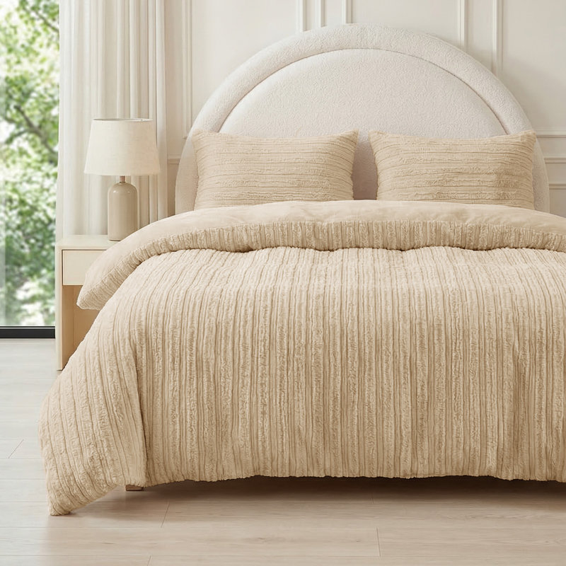 Polyester Solid Colour Sham with Pillow Shams, King Duvet Cover + 2 Standard Pillowcases, Coffee