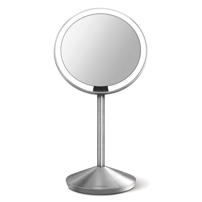 Simplehuman Round Sensor Makeup Mirror Fold, 10x Magnified, Stainless Steel