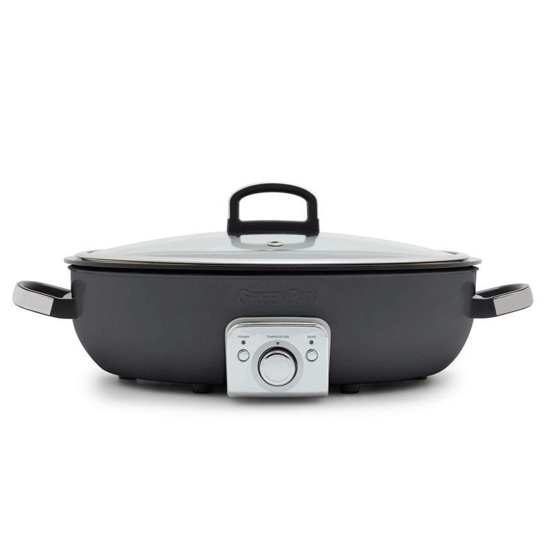 Greenpan Elite 5.5qt Oval Electric Skillet, Gray