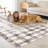 9x12 Geometric Checkered Area Rug, Modern Washable Floor Carpet, Non-Slip Low Pile Soft Rug for Bedroom Living Room Dining Room, Beige-1650057353-1650057355