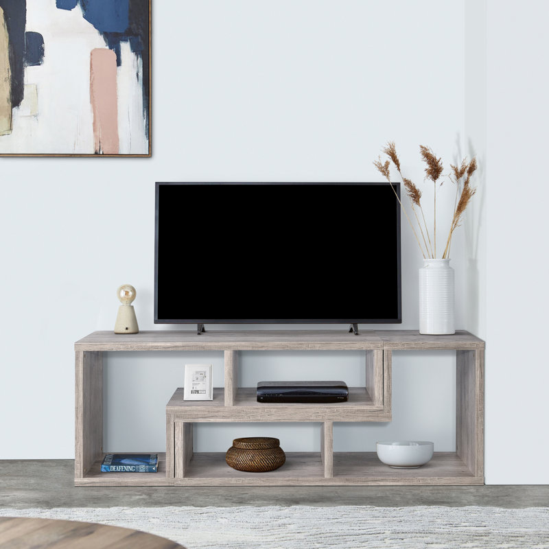 Adamsville Geometric Bookcase, Gray, 22" H x 47.25" W