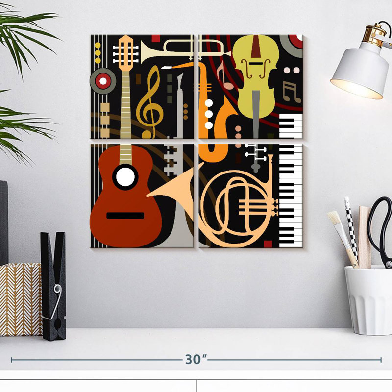 Abarca, instruments de musique abstraits, H 18 po x l 18 po