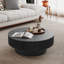 Table basse ronde avec rangement Table d'appoint moderne en placage de bois massif
