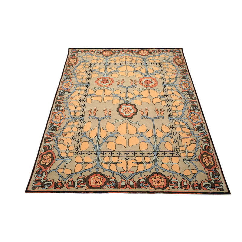 Tapis multicolore en laine touffeté à la main beige, Rectangle 9 pi x 12 pi