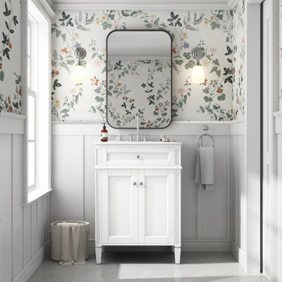 Wooden Bathroom Vanity with Sink, 2 Doors and Tip-Out Drawer