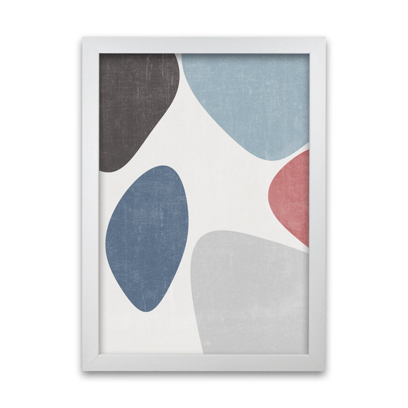 Blues Abstract Original - Print, White Frame, 30cm H x 21cm W x 3cm D