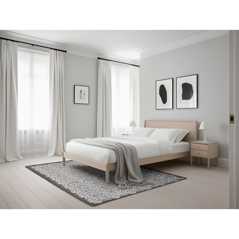 Tapis gris/zone noire contemporaine, Rectangle 5 pi x 7 pi