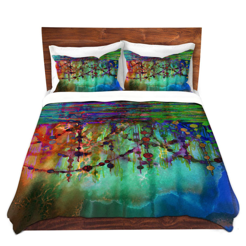 Ensemble de housse de couette perle string colores i, Housse simple + 1 taie décorative, Vert / Rouge / Bleu