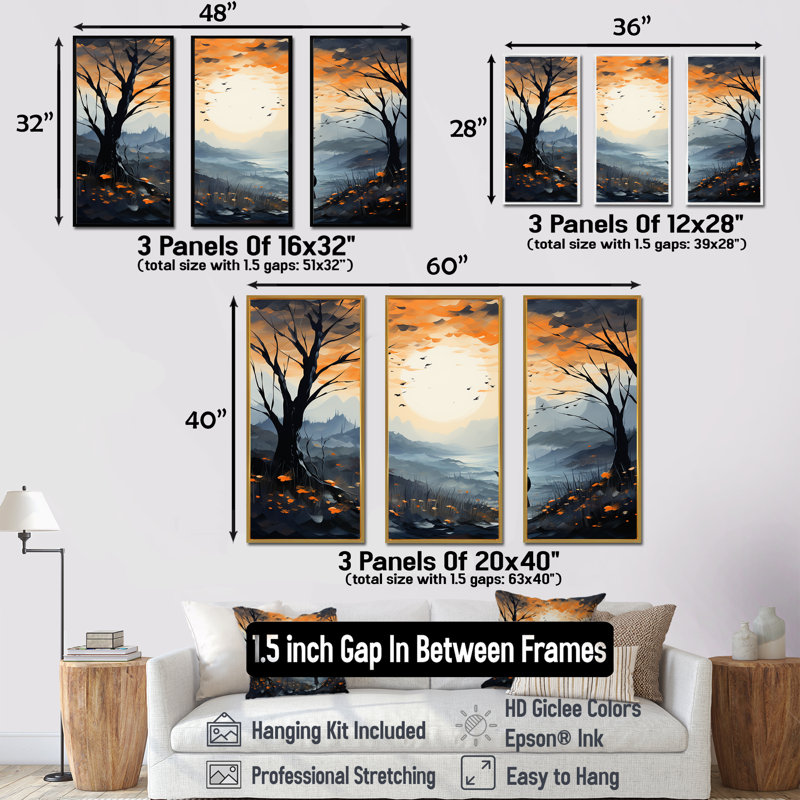 Ensemble de salon Meadow Mystic Wilderness - Meadow Wall Art, Cadre flottant doré, H 28 po x l 36 po