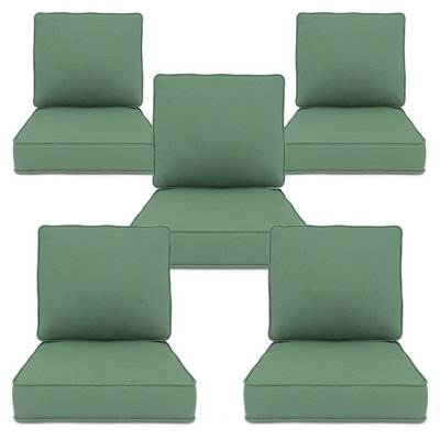 Outdoor Chair Cushions, 24" X 23" High-Density Foam Deep Seat Patio Cushions With Olefin Fabric & Removable Zipper Cover, Outdoor Furniture Replacement Cushions Set Of 5 For Chair Sofa Couch