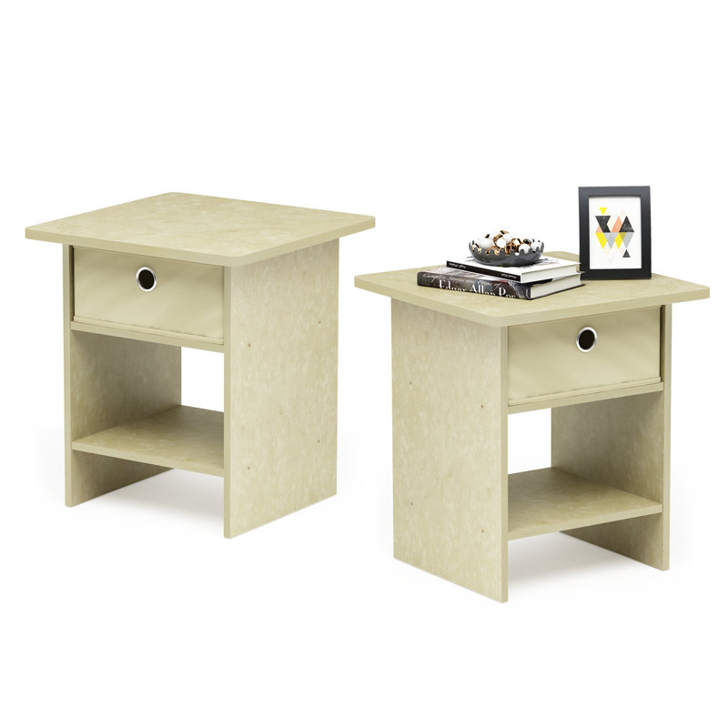 Pelkey 2 - Drawer End Table Set, Cream Faux Marble/Ivory