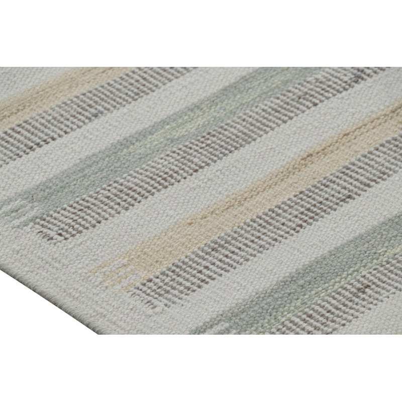 Scandinavian Hand Knotted Wool Geometric Area Rug, Rectangle 9' x 12'