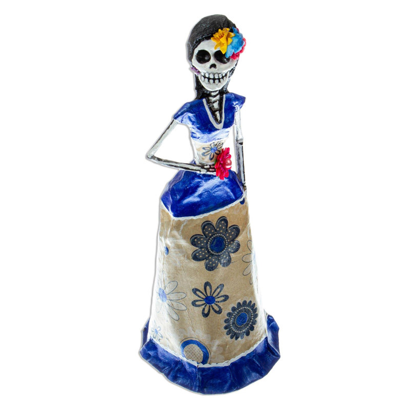 Sculpture Trinx Catrina avec fleur Mache