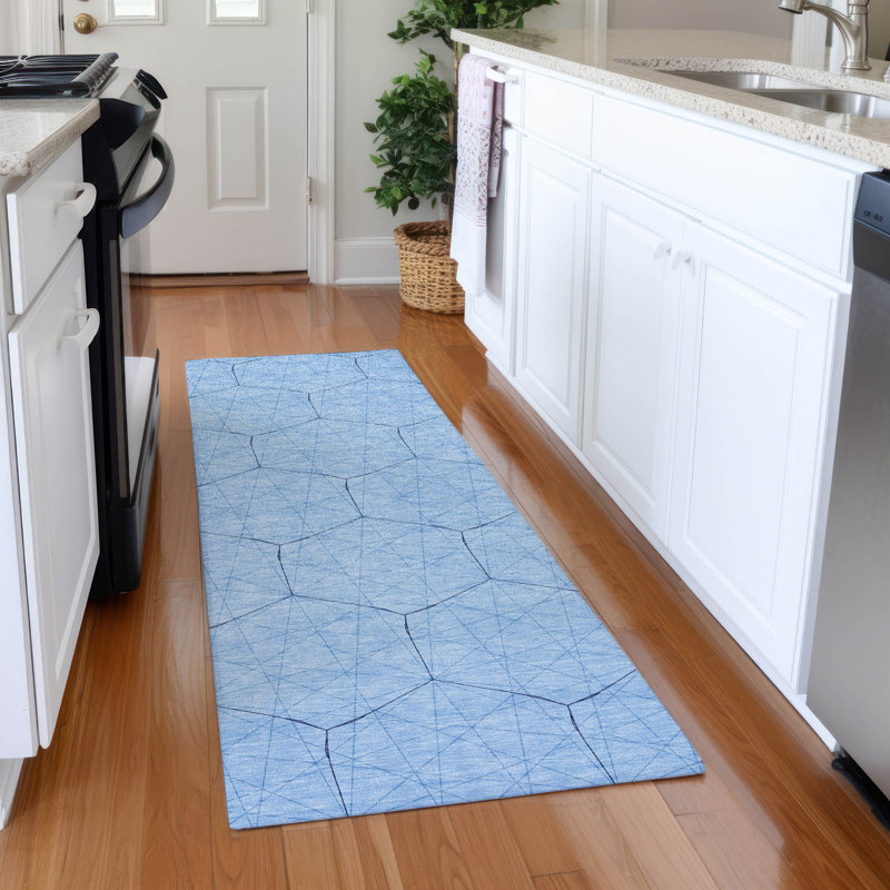 Premium Machine Washable Frome AMF987 Geometric Rug, Runner 2'3" x 7'6"