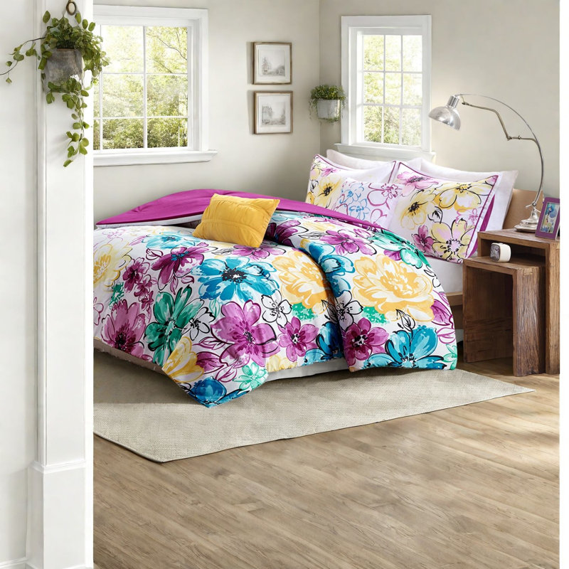 Antimicrobial Polyester Bedding Sets, Floral Full Queen For Home