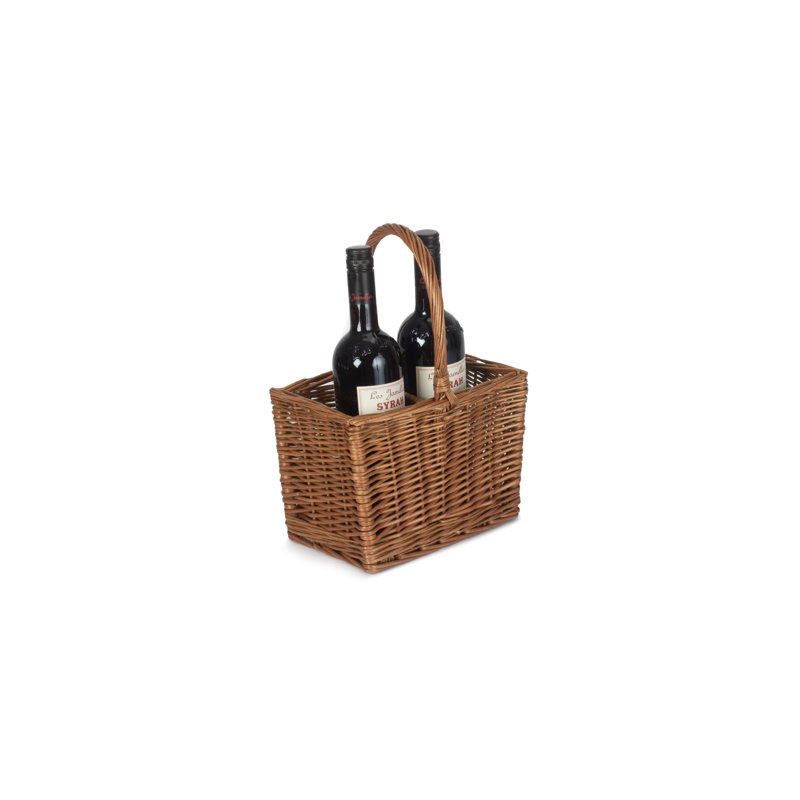 Wicker 2 Bottle Drinks Carrier Basket