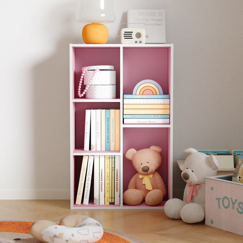 Davet 31.5" H x 19.5" W Standard Bookcase, White/Pink