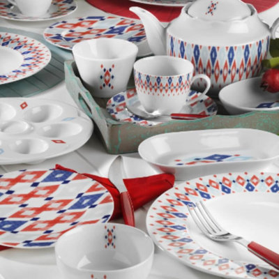 Porcelain China Dinnerware Set 41 Piece - Service for 6