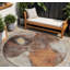 Tapis extérieur rond lavable abstrait cuivré 8 pi Coffee and Beige