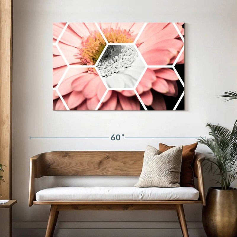 Harberk rose Gerbera hexagone, H 30 po x l 45 po