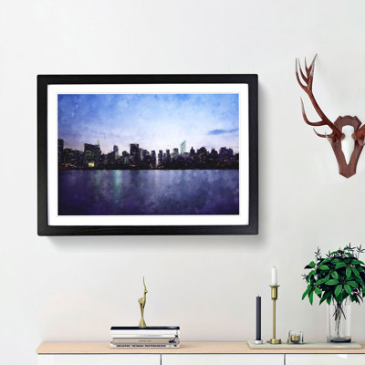 Night Skyline of New York - Picture Frame Graphic Art Print