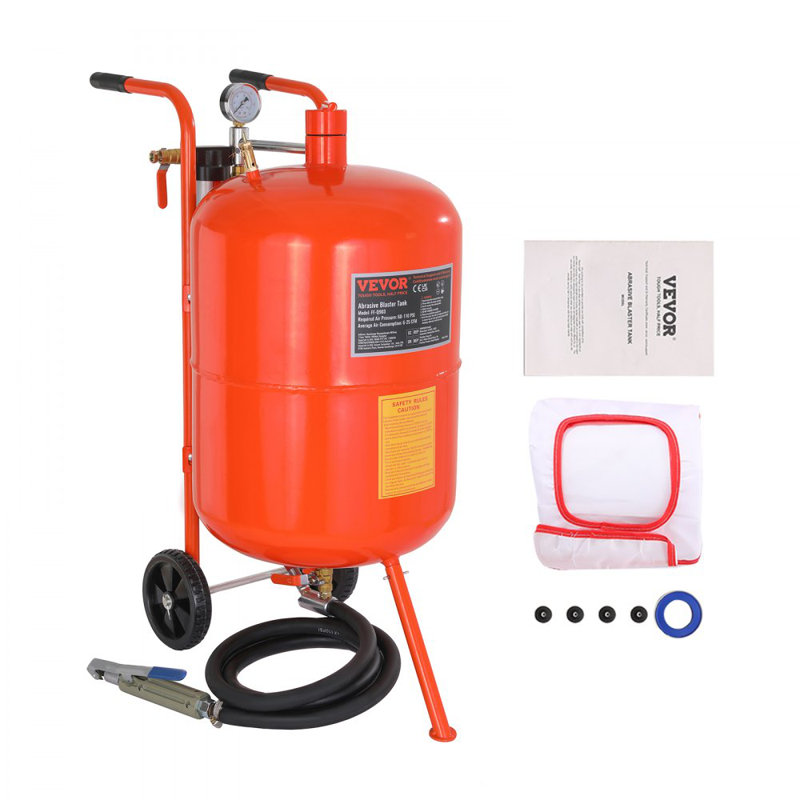 Sableuse 20 gallons, sableuse haute pression 60-110 PSI, réservoir de sablage portatif, trousse de sablage à l'air avec 4 buses en céramique et séparateur huile-eau pour la peinture, la teinture et le décapage