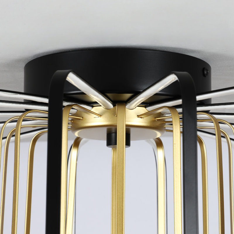 16" Dimmable LED Modern Black Gold Flush Mount Lighting