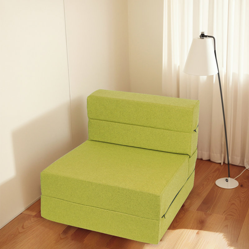 Graciela Convertible Bean Bag Chair: Transforming Single Sofa Bed With Memory Foam Mattress, Green